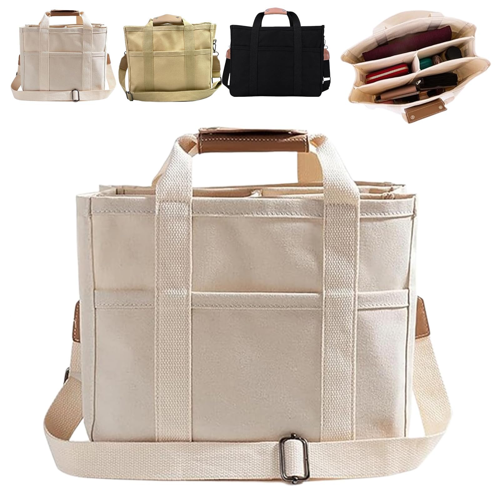 Stylish Canvas Tote Bag with Multiple Compartments - Perfect for Work, Travel & Shopping | Durable Everything Organizer Bag