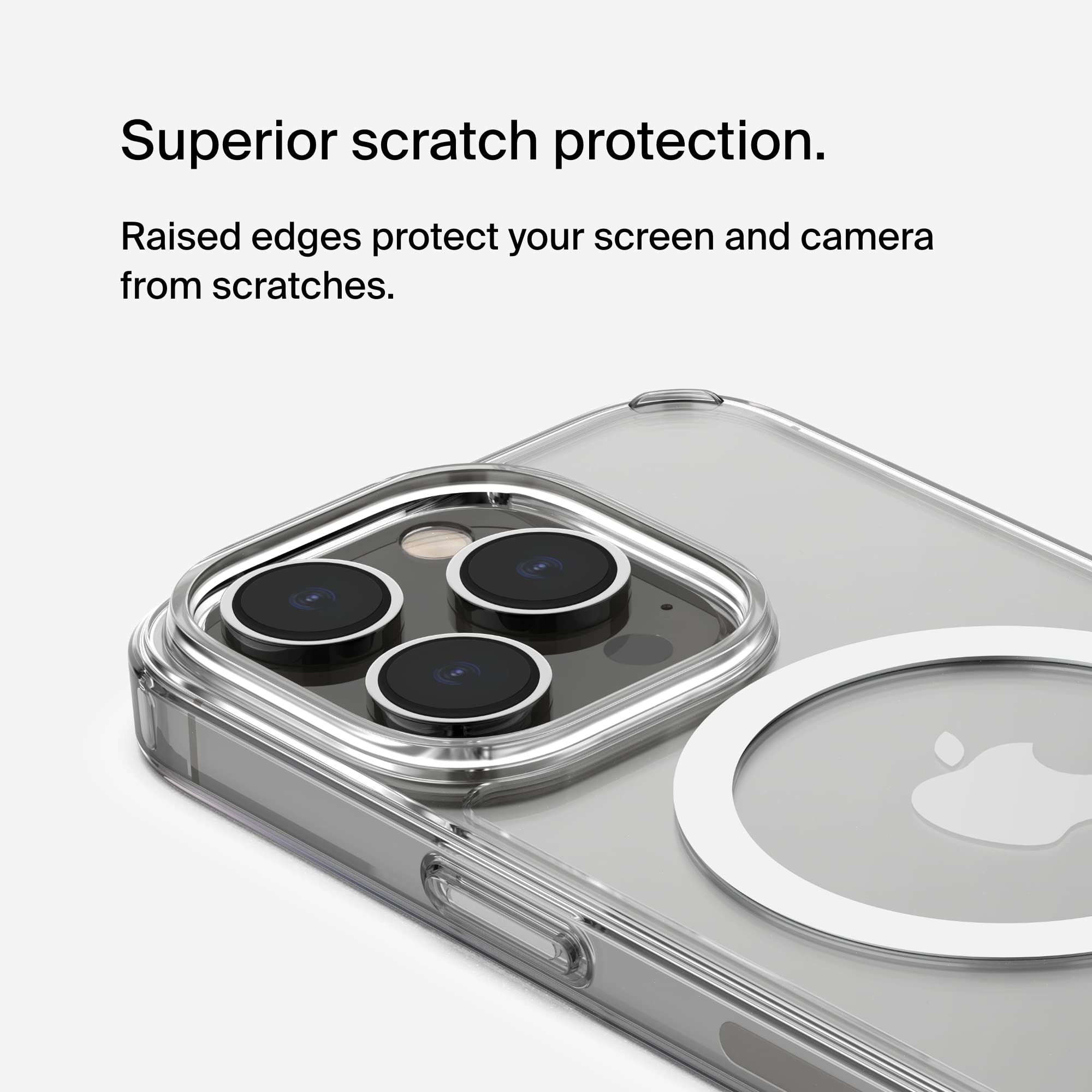 Belkin MagSafe Compatible iPhone 14 Pro Case - Clear Magnetic Protective Cover with Built-in Magnets & Raised Edge Bumper for Camera Protection | Works with MagSafe Wireless Charging | Perfect for Everyday Use, Travel & Outdoor Activities
