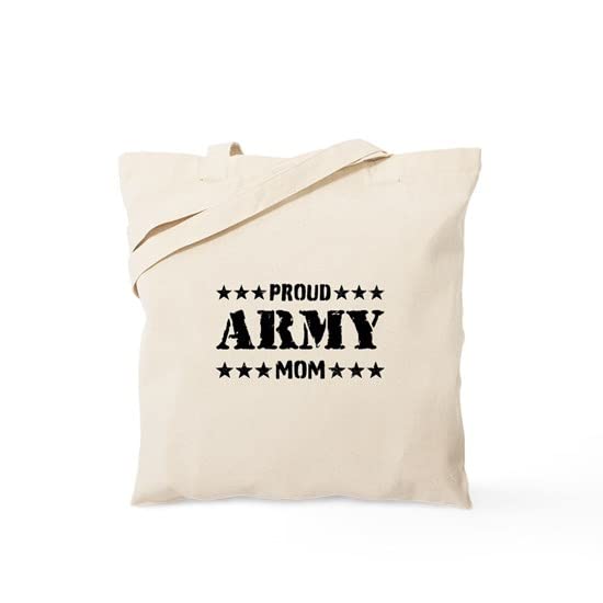 Proud Army Mom Tote Bag - Natural Canvas Reusable Shopping Bag for Military Support, Groceries & Everyday Use
