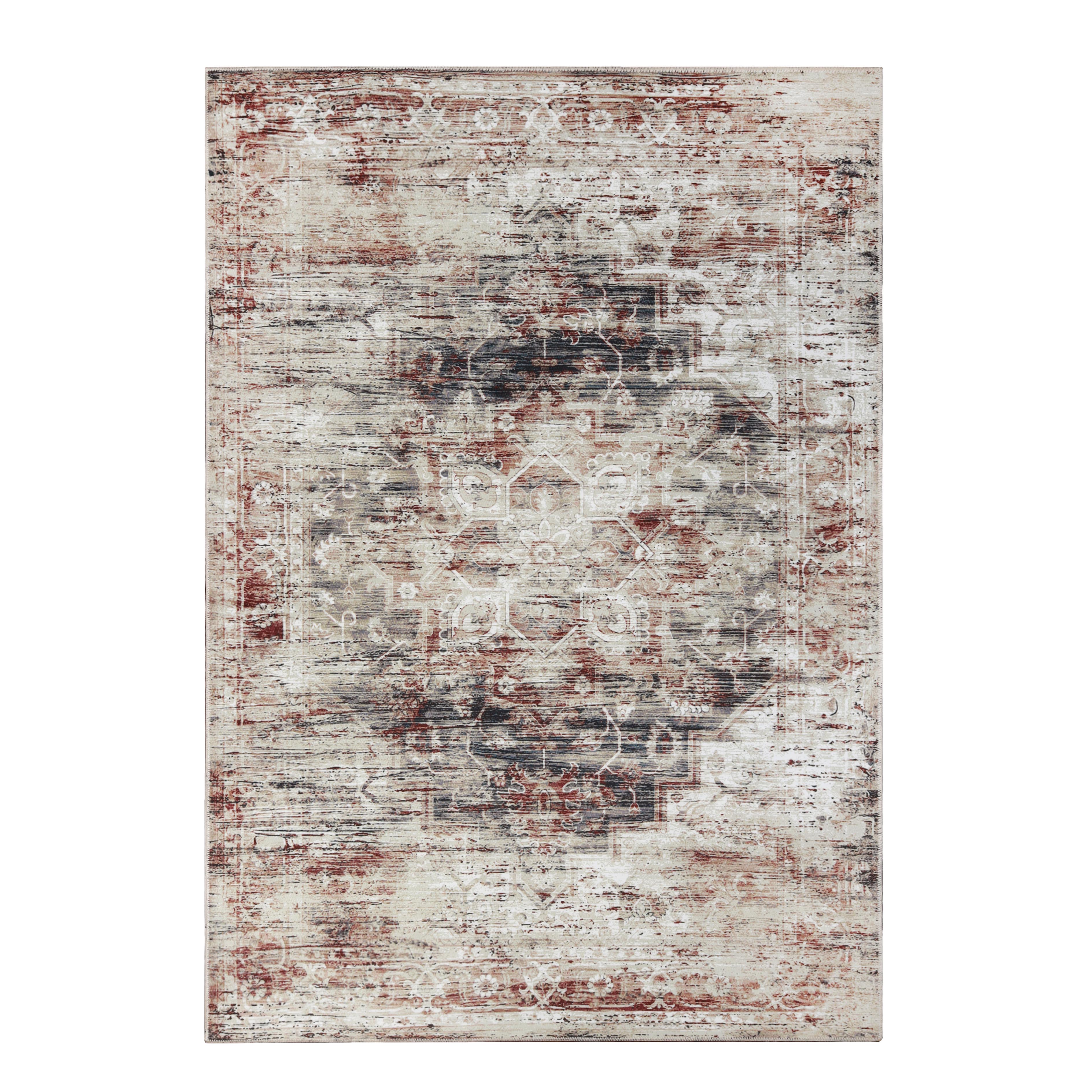 Canary Medallion Machine Washable Indoor Area Rug or Runner - Soft Non-Slip Living Room Carpet for Bedroom, Hallway & Entryway Decor