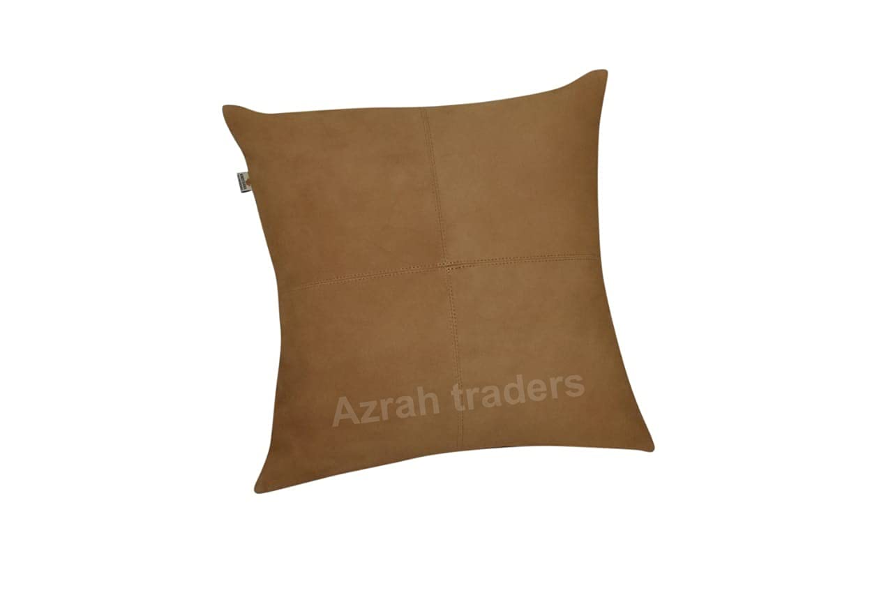 Premium Lambskin Suede Leather Pillow Covers - 20x20 Inch Sofa Cushion Cases - Luxury Decorative Throw Pillow Covers for Living Room, Bedroom & Dorm - Soft Camel Brown (Pack of 2) - Perfect for Home Decor, Cozy Reading Nook & Stylish Accent Pillows