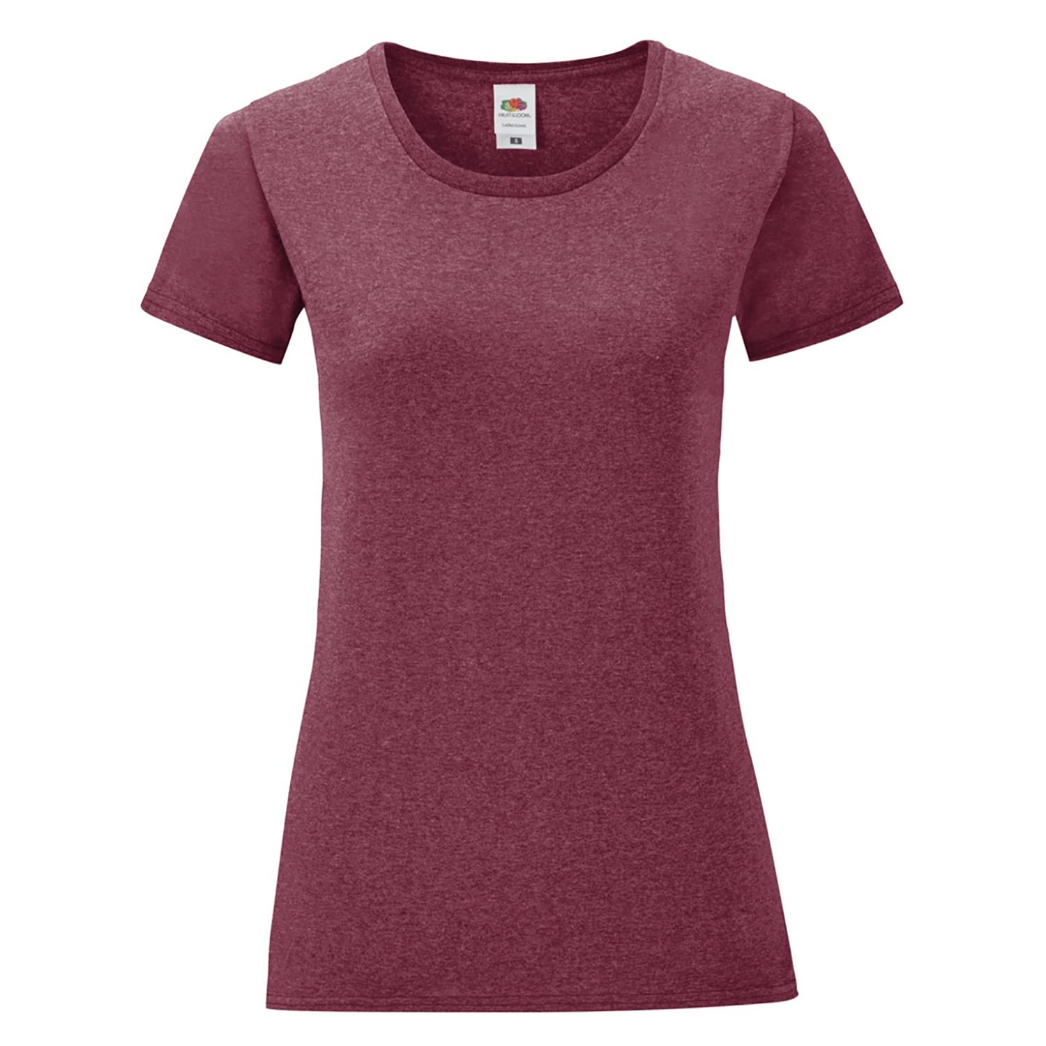 Fruit of the Loom Women's Iconic T-Shirt - XXL Heather Burgundy - Soft Cotton Casual Tee for Everyday Wear, Lounge & Outfits