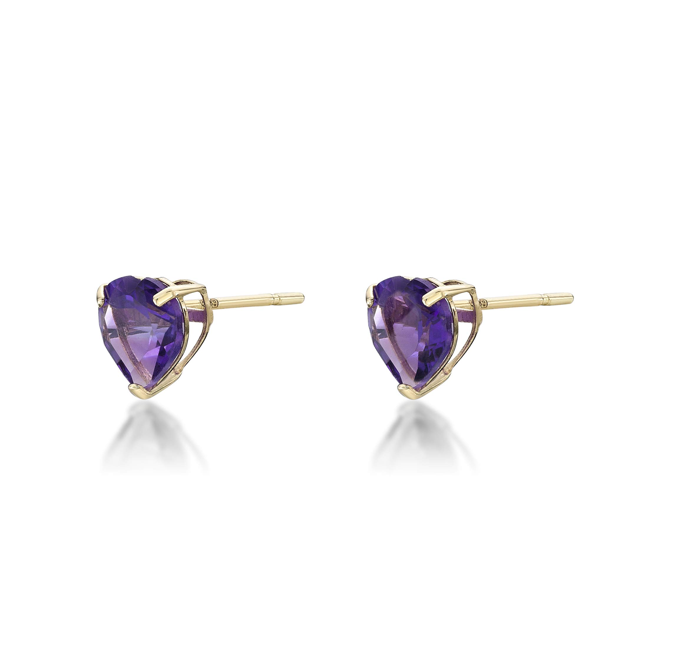 6mm Gemstone Heart Stud Earrings for Women - 10k Yellow Gold Heart-Shaped Birthstone Jewelry by Lavari Jewelers | Perfect Gift for Valentine's Day, Anniversary & Mother's Day