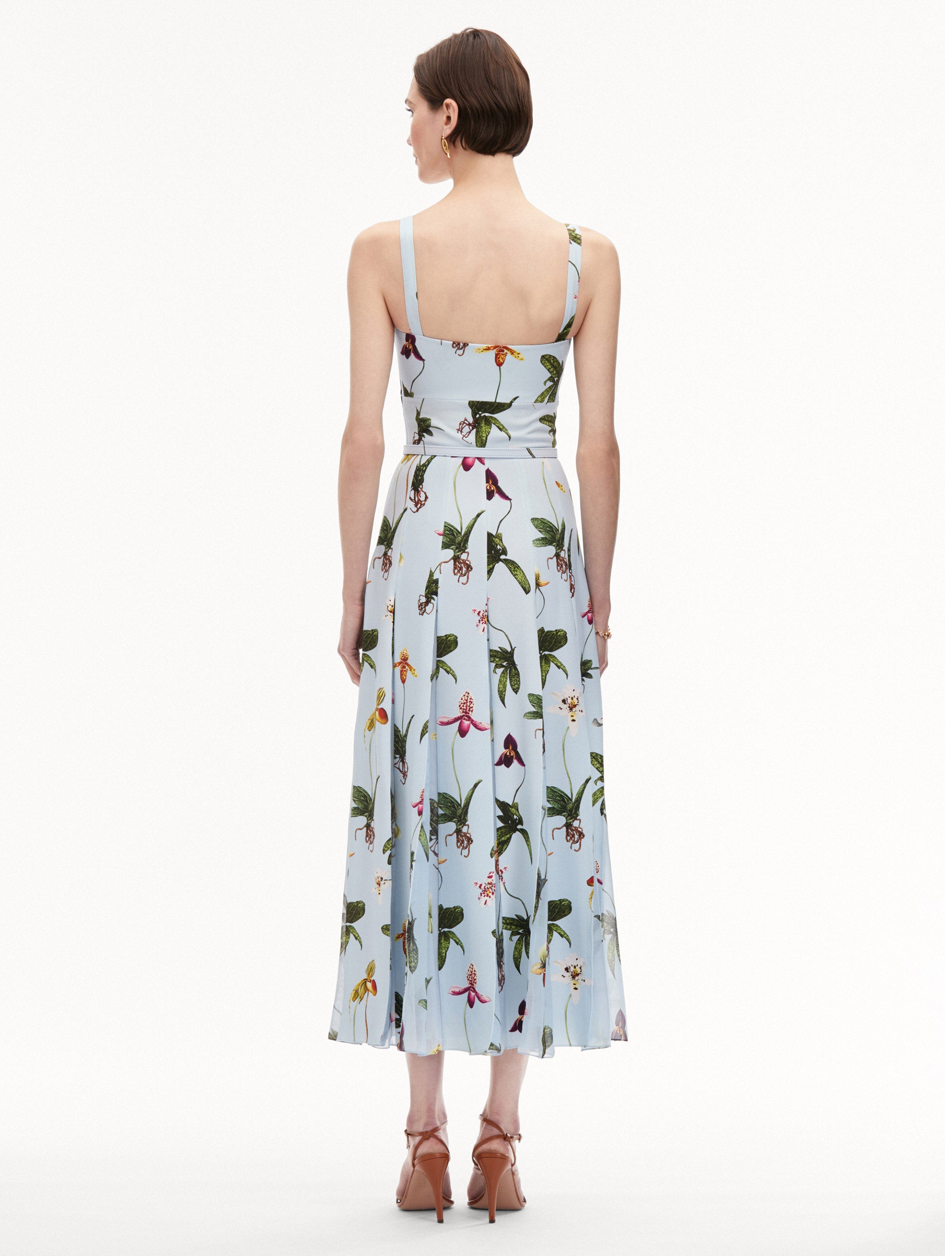 Elegant Orchid Floral Print Cady Inset Maxi Dress for Women - Perfect for Summer Weddings, Beach Vacations & Evening Parties
