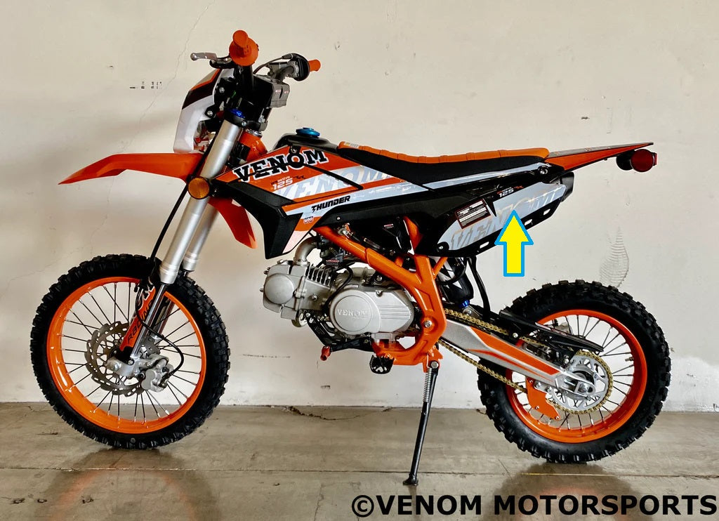 Venom Thunder 125cc Dirt Bike Left Rear Plastic Fender (Part# 301053002001) | Replacement for Off-Road Motorcycles | Perfect for Trail Riding & Motocross Racing