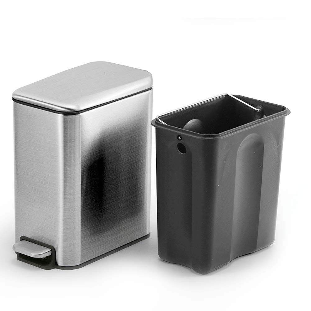 LZKW 5L Silent Pedal Trash Can with Handle - Small Garbage Bin for Bathroom, Bedroom, Kitchen & Office - Odor-Proof Wastebasket for Home Use (Perfect Under Sink, Desk, or Countertop Storage)
