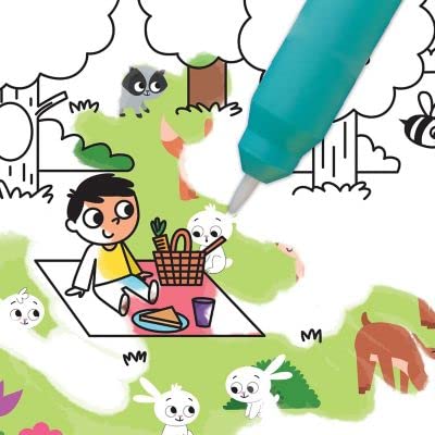 Peaceable Kingdom Water Art Book with Refillable Brushes - Reveal Colorful Vehicle Scenes, Perfect for Kids' Creative Play and Travel Entertainment