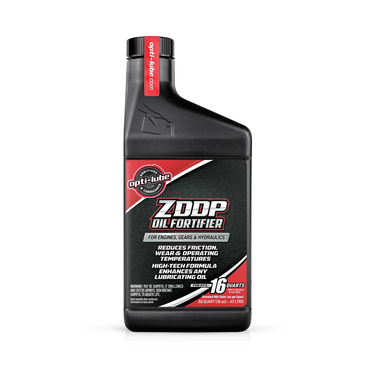 Opti-LUBE ZDDP Oil Fortifier Additive - 16 oz Bottle for Engine Protection, Treats Up to 16 Quarts - High Performance Zinc & Phosphorus Formula for Classic Cars, Muscle Cars & High Mileage Engines