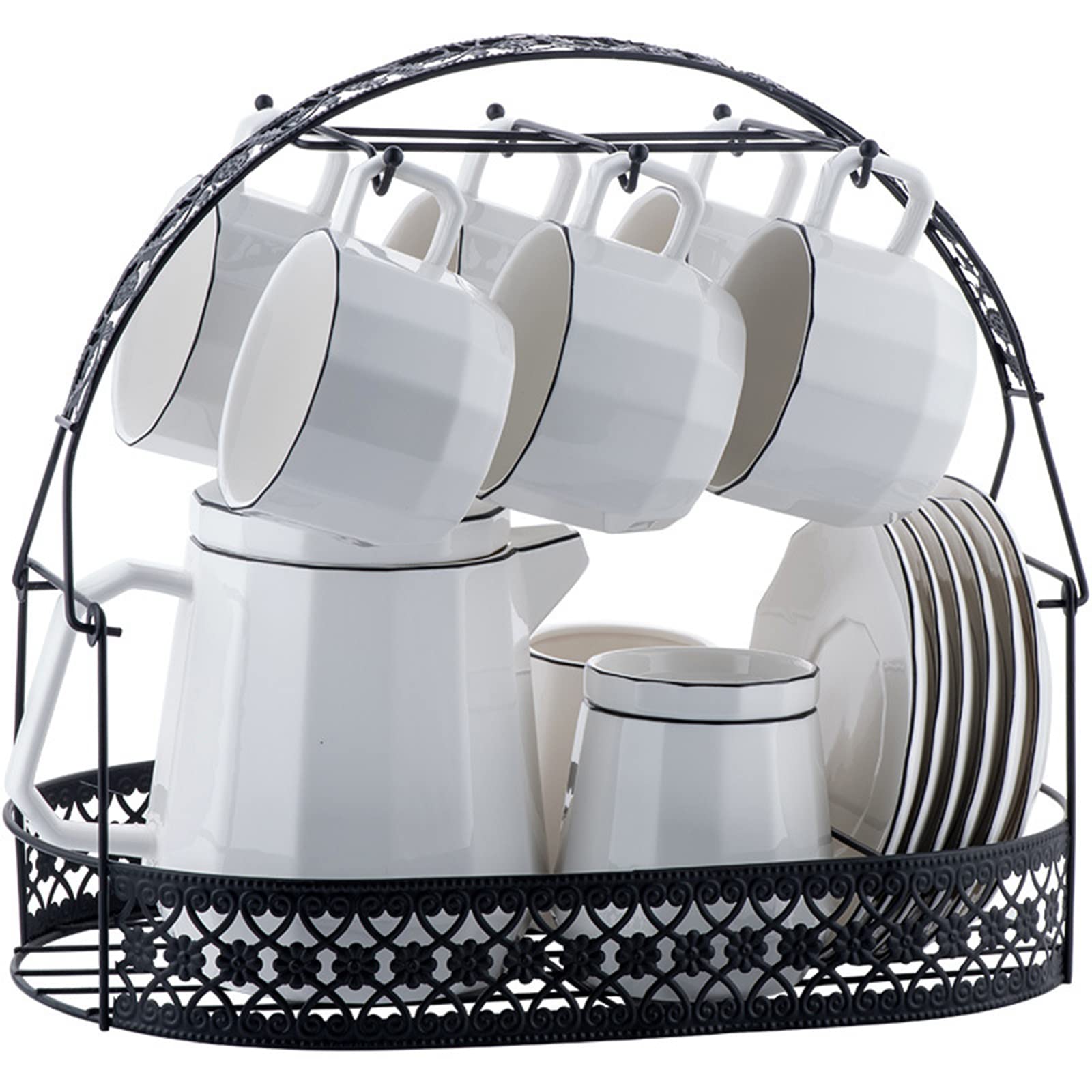 15-Piece Elegant White Bone China Tea Set with Teapot, Coffee Cups, and Matching Spoons - Perfect for Afternoon Tea, Bridal Showers & Home Decor