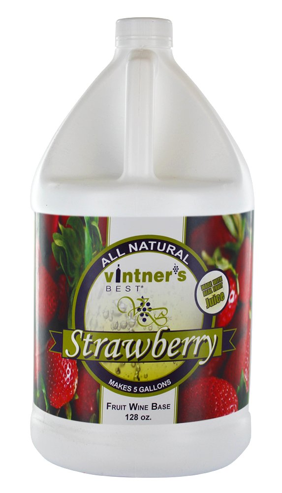 Vintners Best Strawberry Fruit Wine Base - 128 oz (1 Gallon) for Homemade Wine, Cocktails & Desserts | Premium Wine Making Ingredient