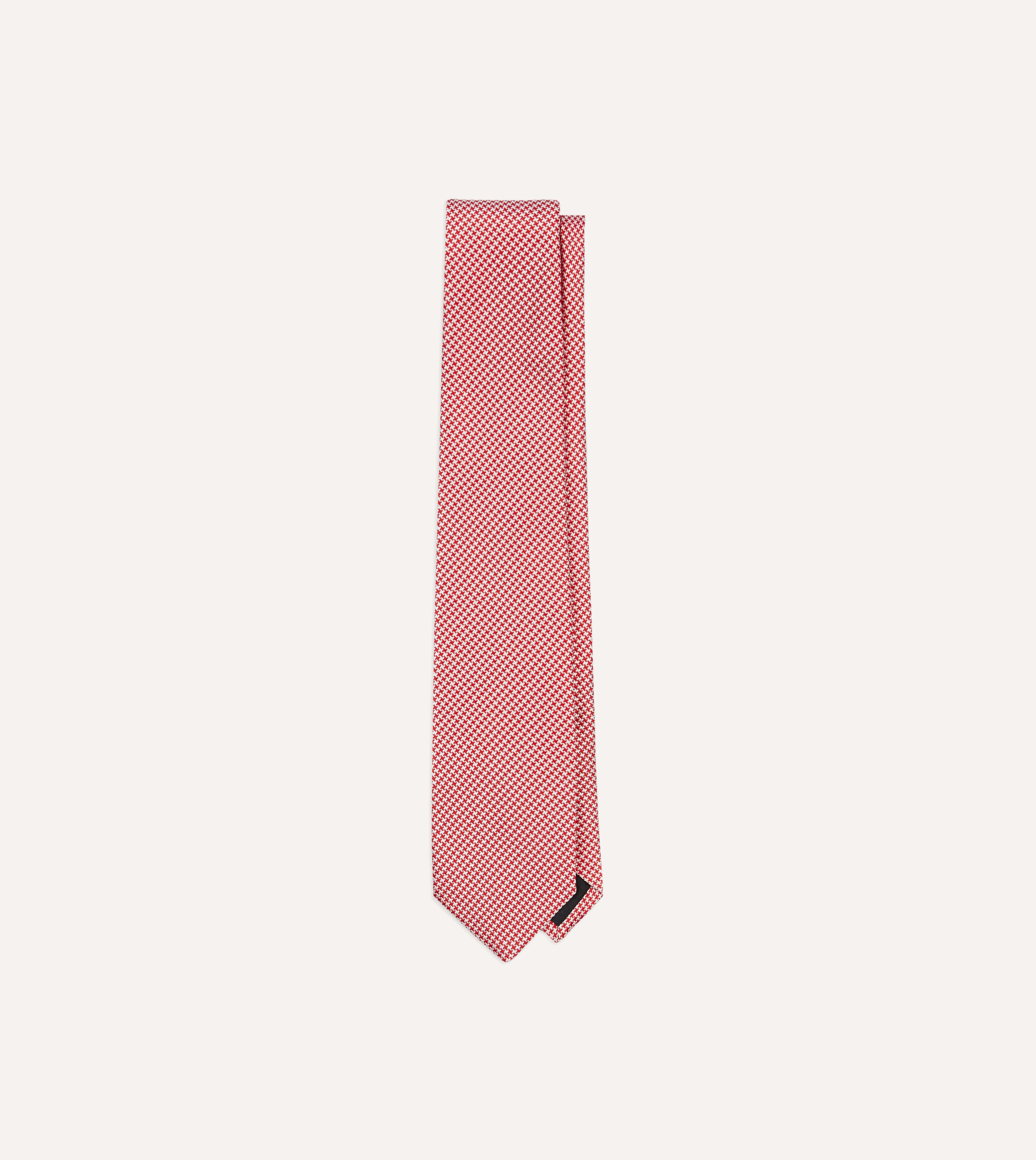 Premium Red Houndstooth Mogador Silk Tipped Necktie - Elegant Formal Tie for Business, Weddings & Special Occasions