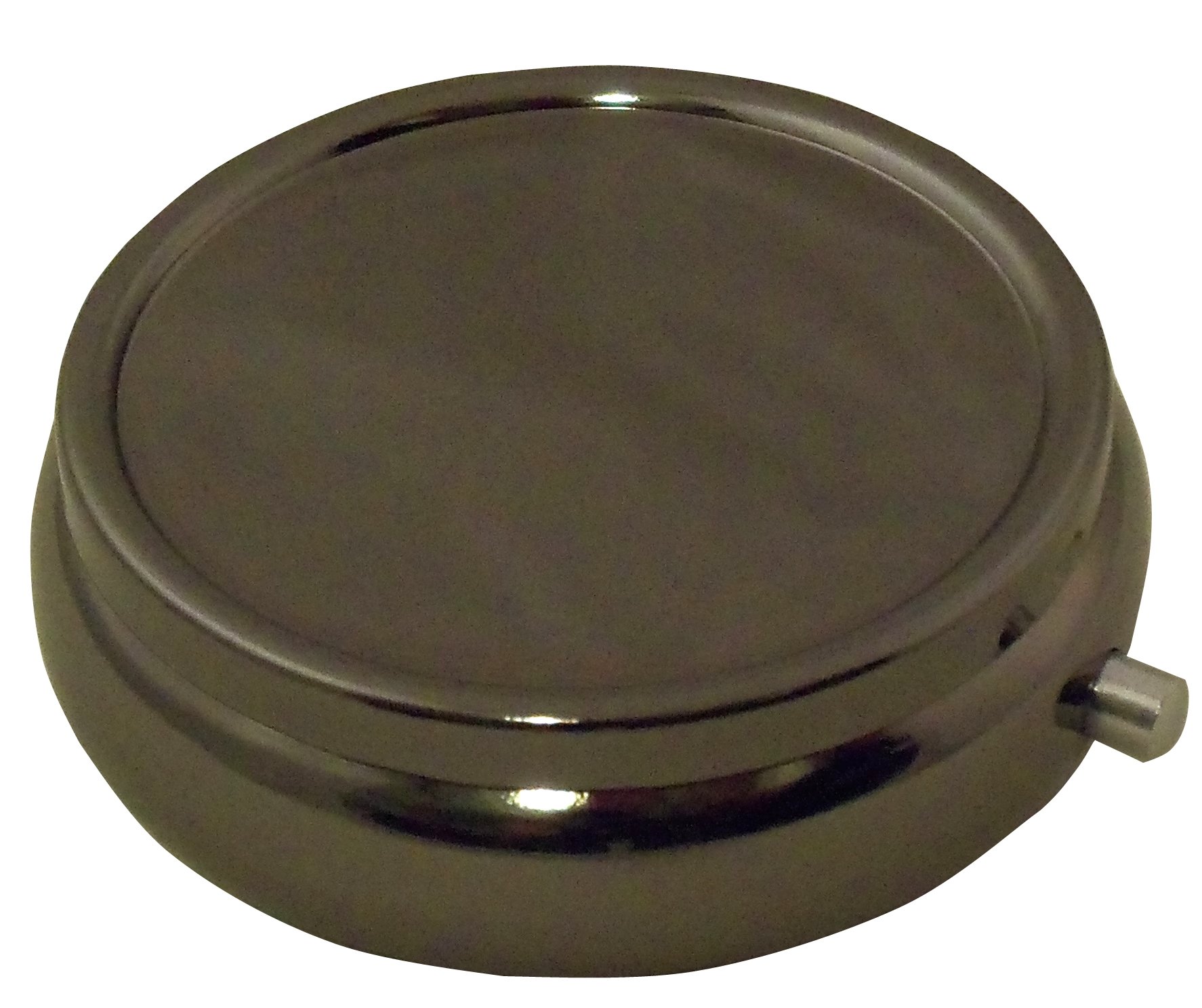 Elegant Gray Metal Pill Organizer with Gift Box - Stylish Round Pill Case for Daily Medication Storage - Perfect for Travel, Home & Office Use