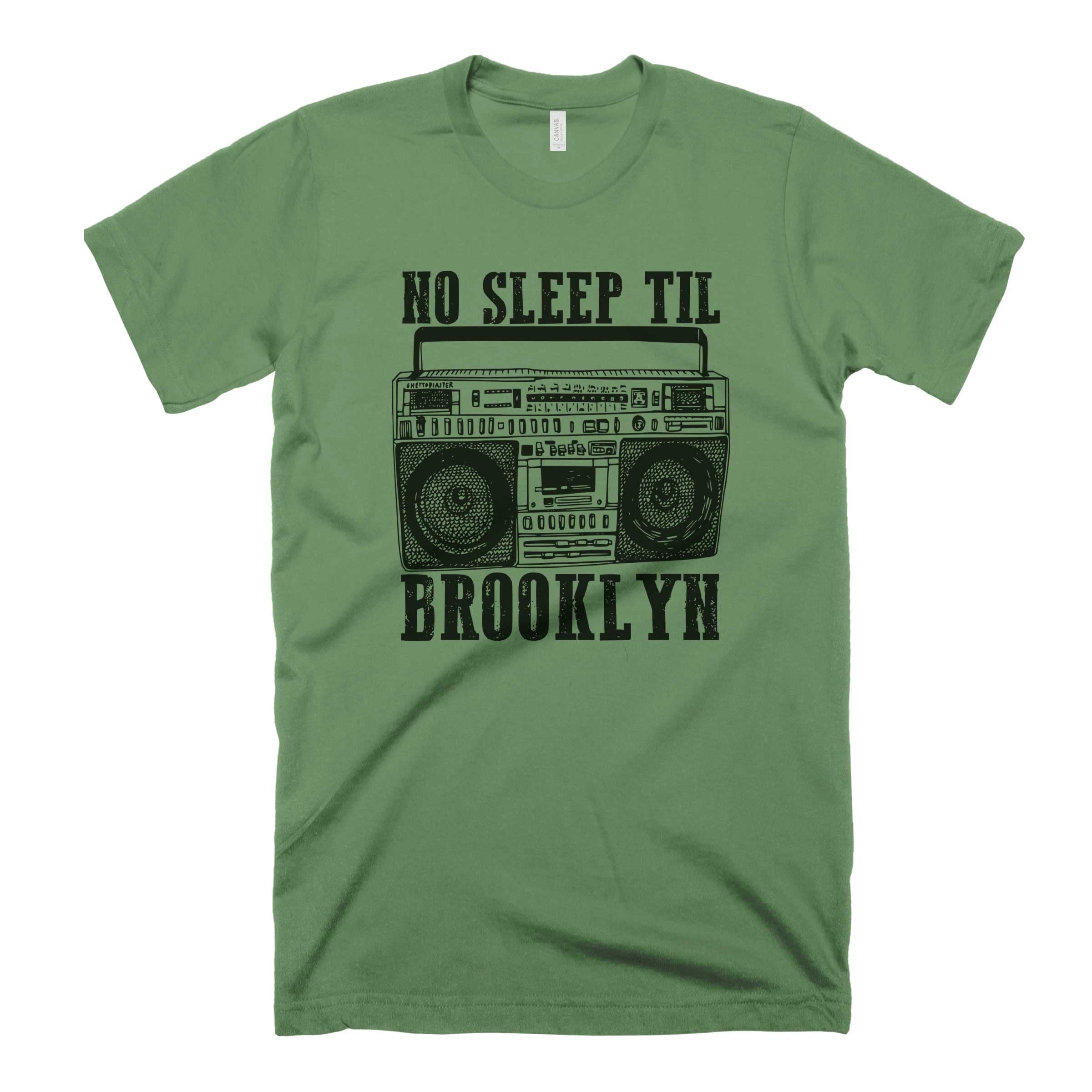 Oldschool Boombox Vintage Graphic T-Shirt - No Sleep Til Brooklyn Hip Hop Music Tee | Retro Radio Shirt for Concerts & 90s Theme Parties