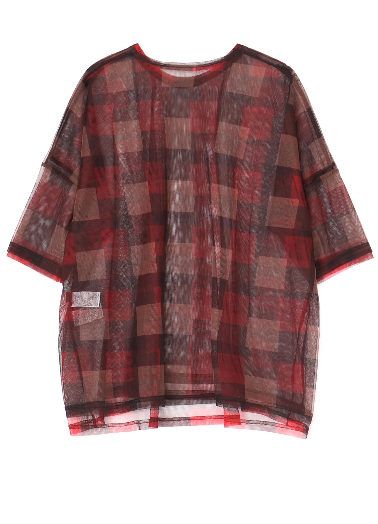 Double Layer Plaid Print Tulle Oversized T-Shirt - Stylish & Comfortable for Casual Wear, Layering, and Everyday Outfits