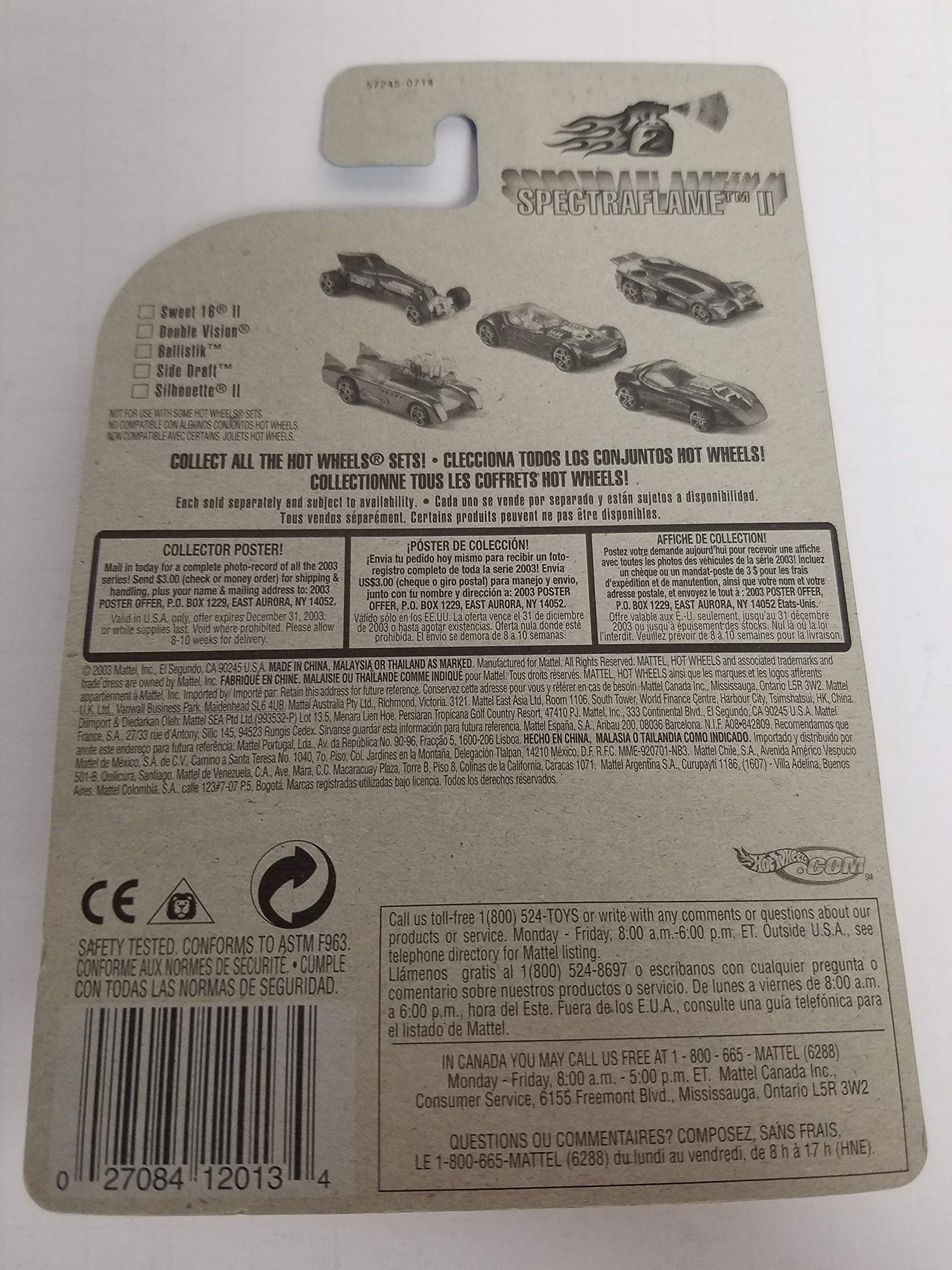 2003 Hot Wheels Side Draft Spectraflame II 4/5 No. 108 - Rare Collectible Die-Cast Car for Display & Racing Fun