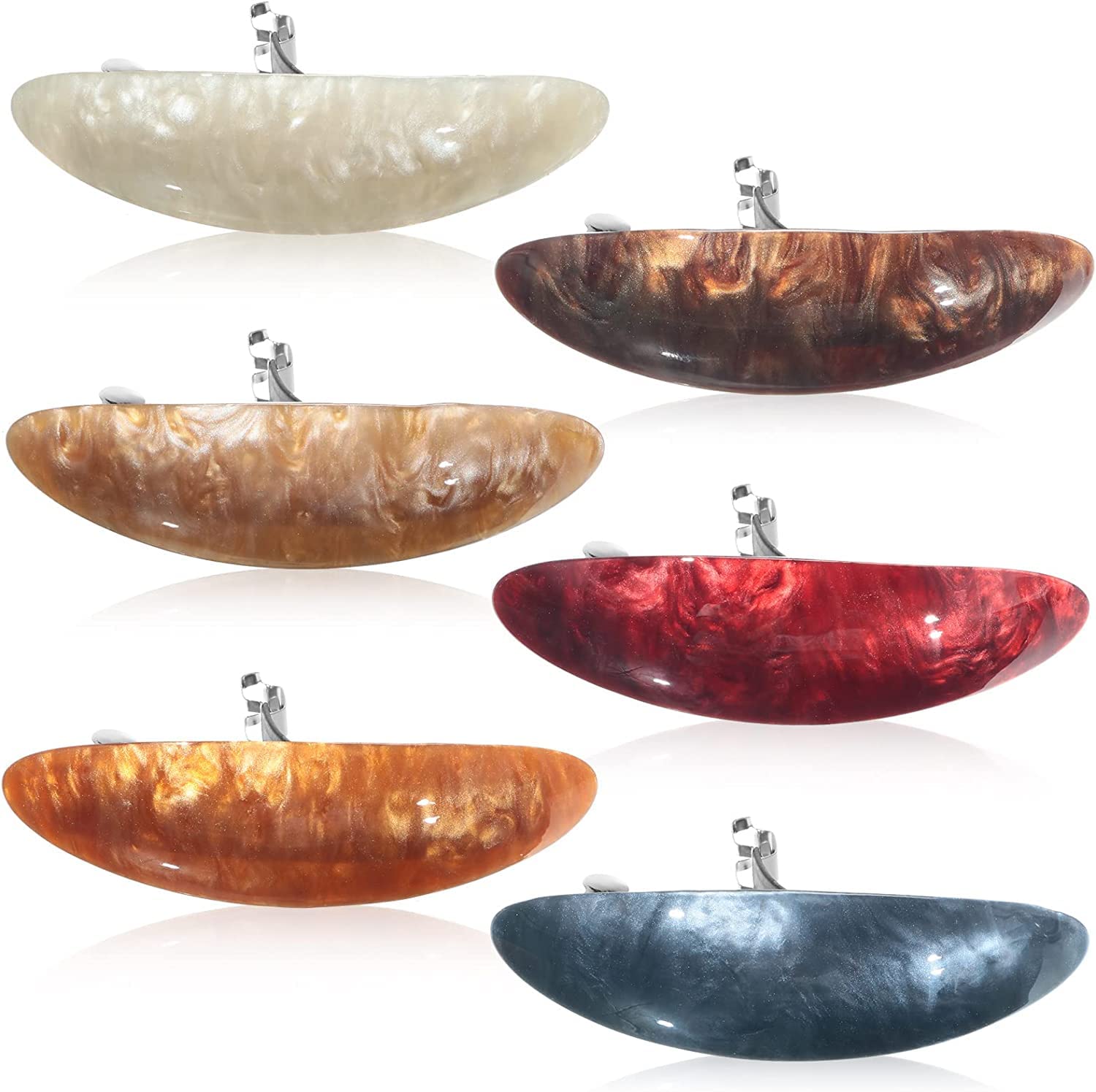 4 Pcs Tortoise Shell Hair Barrettes - French Style Celluloid Hair Clips for Women & Girls, Medium Rectangular Automatic Hair Pins (4-Pack) | Perfect for School, Work, Parties & Everyday Hairstyles