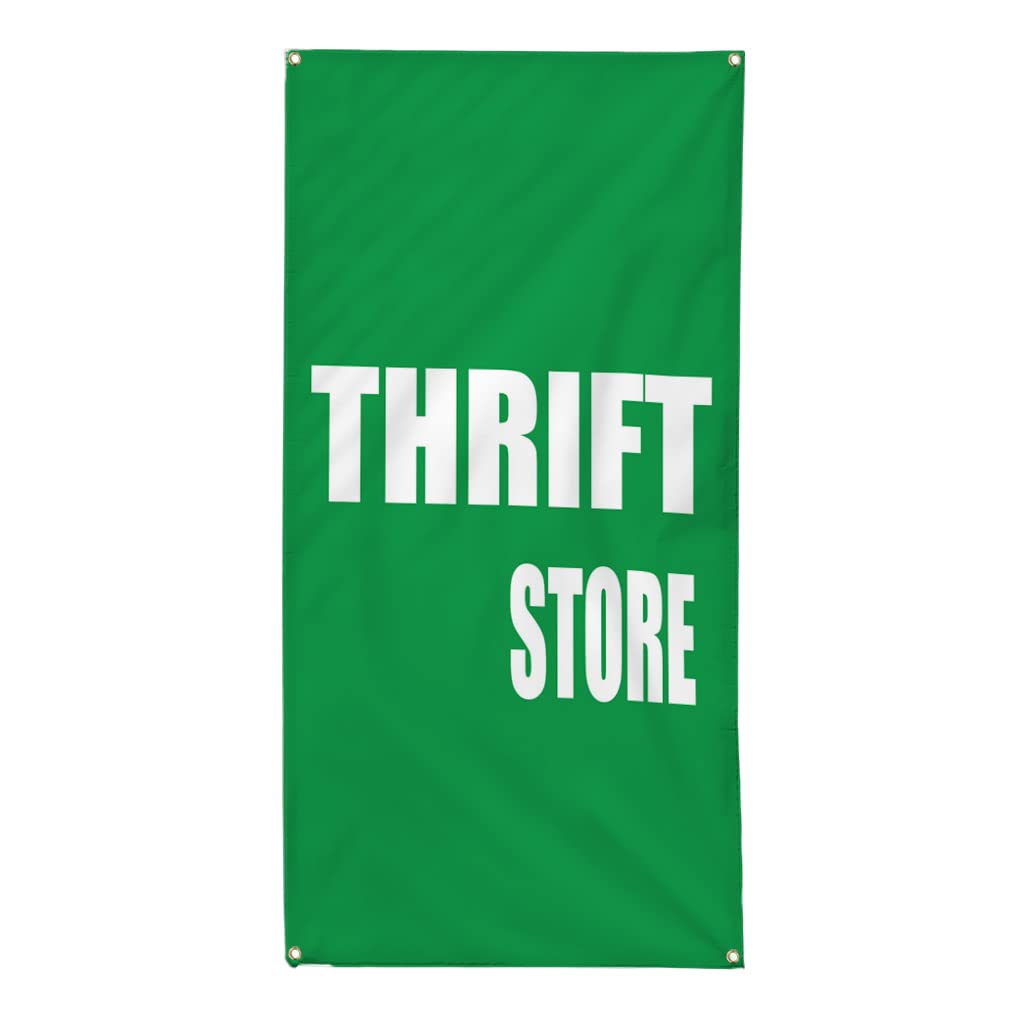 Vertical Vinyl Banner - 144x60 Inches Weatherproof Outdoor Sign with 10 Grommets for Thrift Store Promotions, Business Advertising & Industrial Yard Use | Durable for Retail, Events & Construction Sites