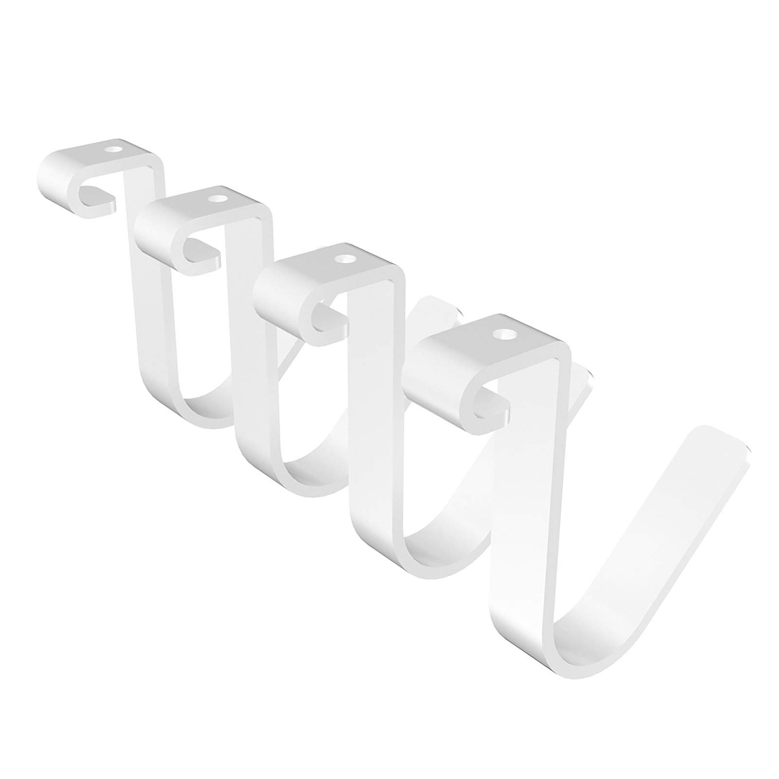 FLEXIMOUNTS 4-Pack Heavy Duty Storage Rail Hooks for Ceiling Rack & Wall Shelves - 50lb Weight Capacity - White - Perfect for Garage, Basement & Closet Organization