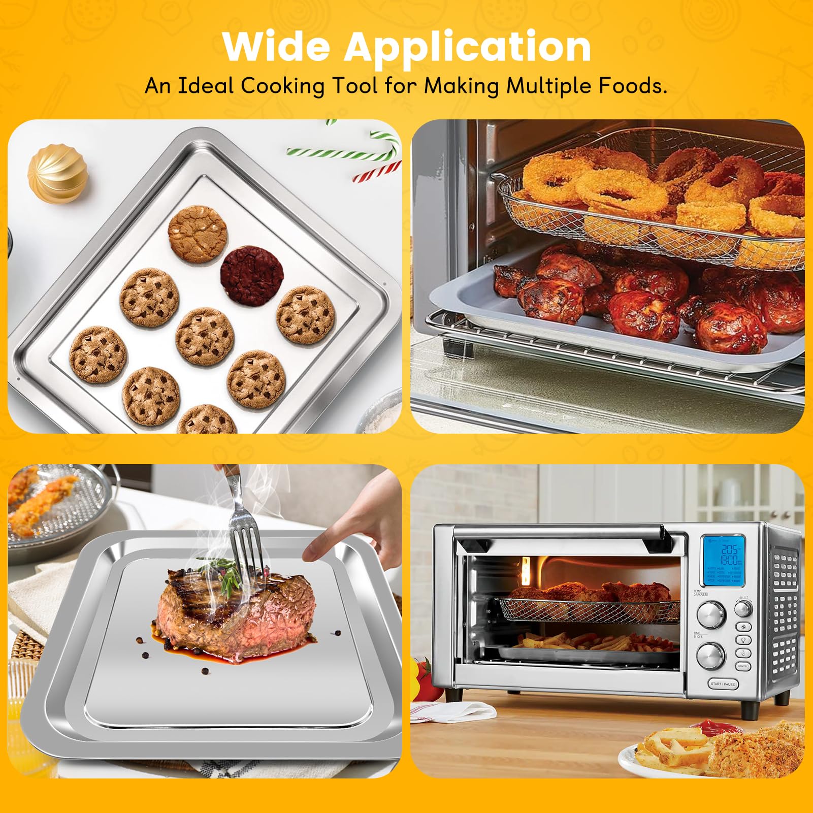 GXF Air Fryer Accessories - 12''×10'' Stainless Steel Grill Pan & Crisper Plate Replacement for Emeril Lagasse Everyday 360 Air Fryer (Not Compatible with French Door Model) | Perfect for Grilling, Roasting & Crisping Meats, Vegetables & Snacks