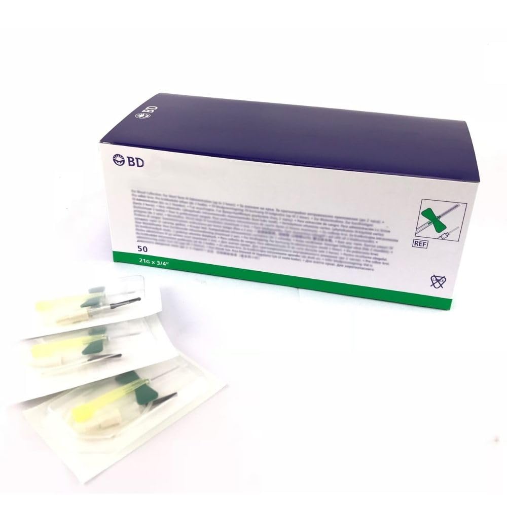 Original 21g Butterfly Needle for Blood Collection - Pack of 50 | Compatible with Standard Holders | Medical & Laboratory Use | IV Therapy, Phlebotomy, Blood Donation