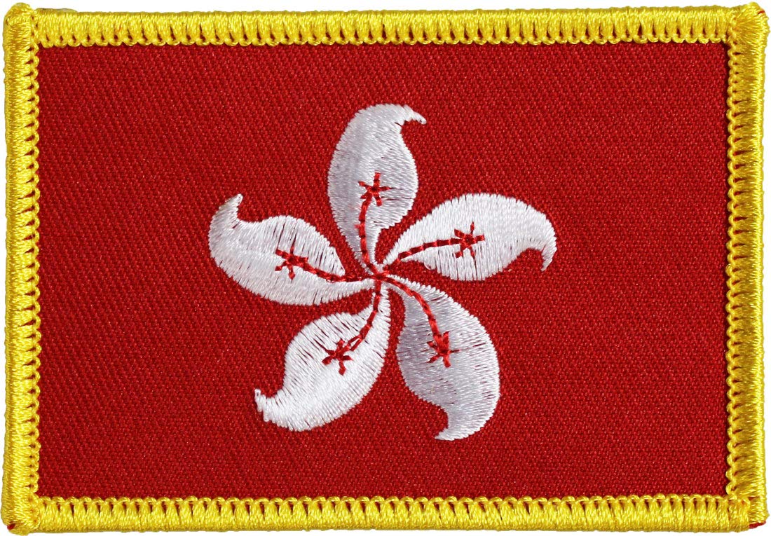 Flagline Hong Kong - Country Rectangular Patch (Current) | Embroidered Iron-On Applique for Jackets, Bags & Uniforms | Perfect for Travel Enthusiasts & Collectors