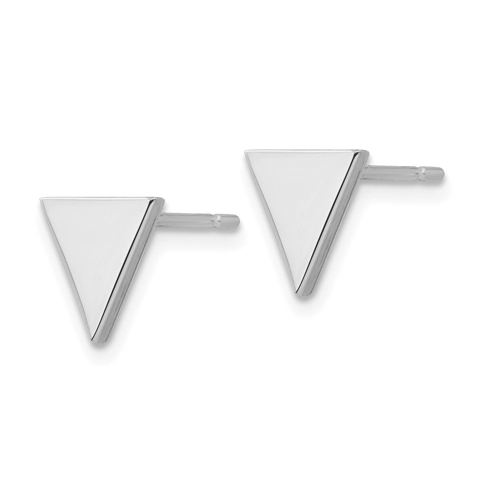 14K White Gold Triangle Post Stud Earrings for Women - 8mm Minimalist Geometric Studs - Perfect for Everyday Wear, Gifts & Special Occasions