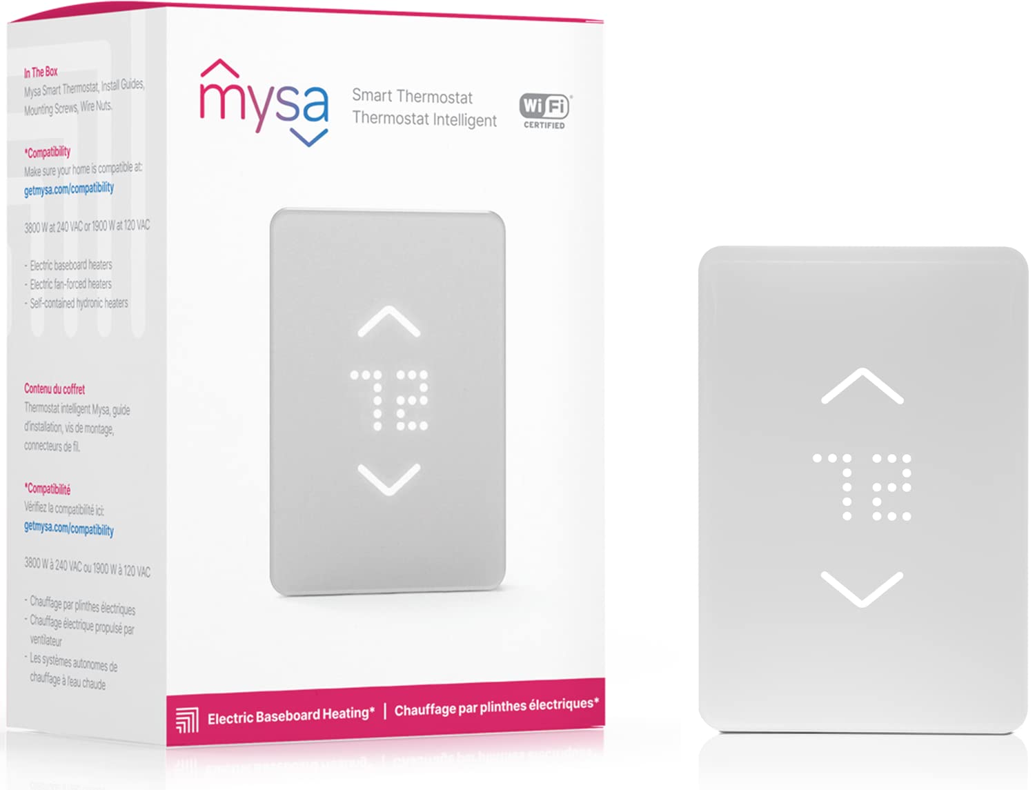 Mysa Smart Thermostat for Electric Baseboard & In-Wall Heaters | WiFi Enabled, Works with Alexa & Google Home | Remote Control via Phone/Tablet App | Easy Installation & Energy Saving | Perfect for Home, Office & Vacation Rentals