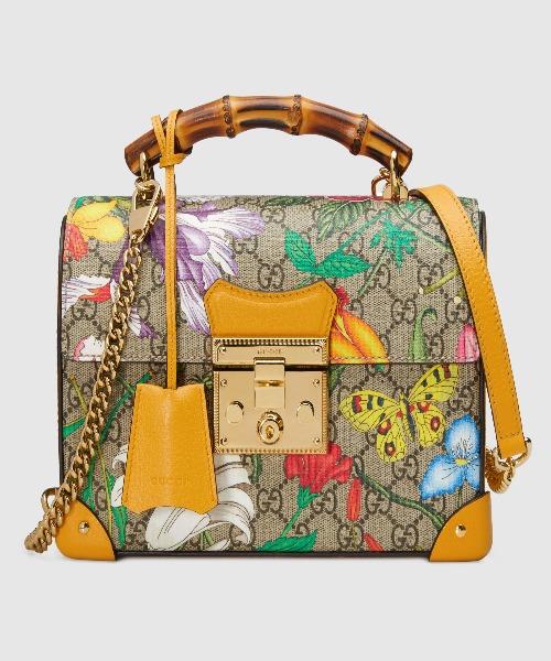 Gucci Padlock GG Flora Small Bamboo Shoulder Bag - Luxury Crossbody Purse for Women, Fashionable Designer Handbag for Daily Use & Special Occasions