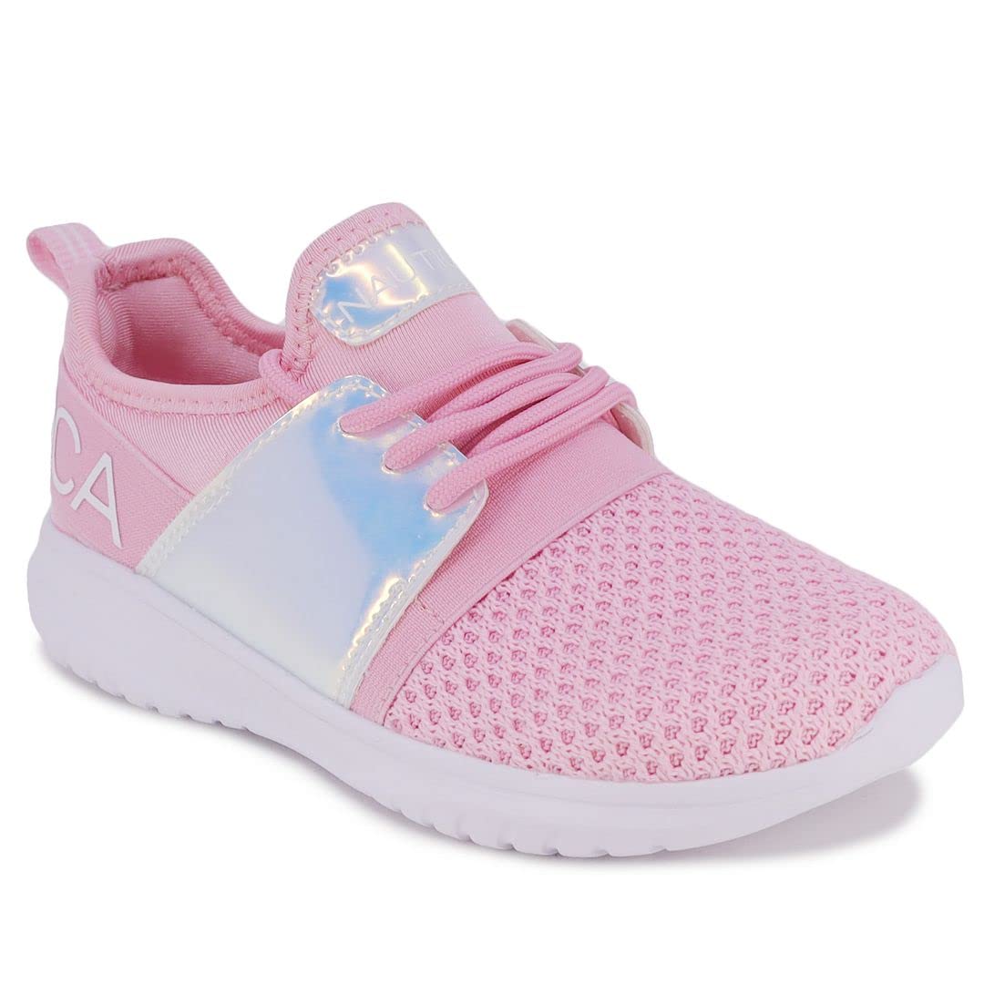 Nautica Kids Girls Metallic Fashion Sneakers - Lightweight Athletic Running Shoes for Toddler, Little & Big Kids | Lace-Up Design for School, Play & Everyday Wear