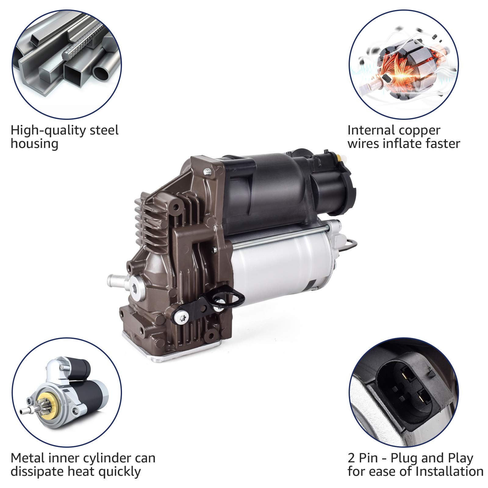 Nifeida 1643201204 Air Suspension Compressor Pump Replacement for 2006-2012 Mercedes Benz W164 X164 GL/ML Class (GL320 GL350 GL450 GL550 ML320 ML350 ML450 ML500 ML550 ML63 AMG) - Compatible with OEM 1643200004 1643200304 - Perfect for Smooth Ride & Off-Road Adventures