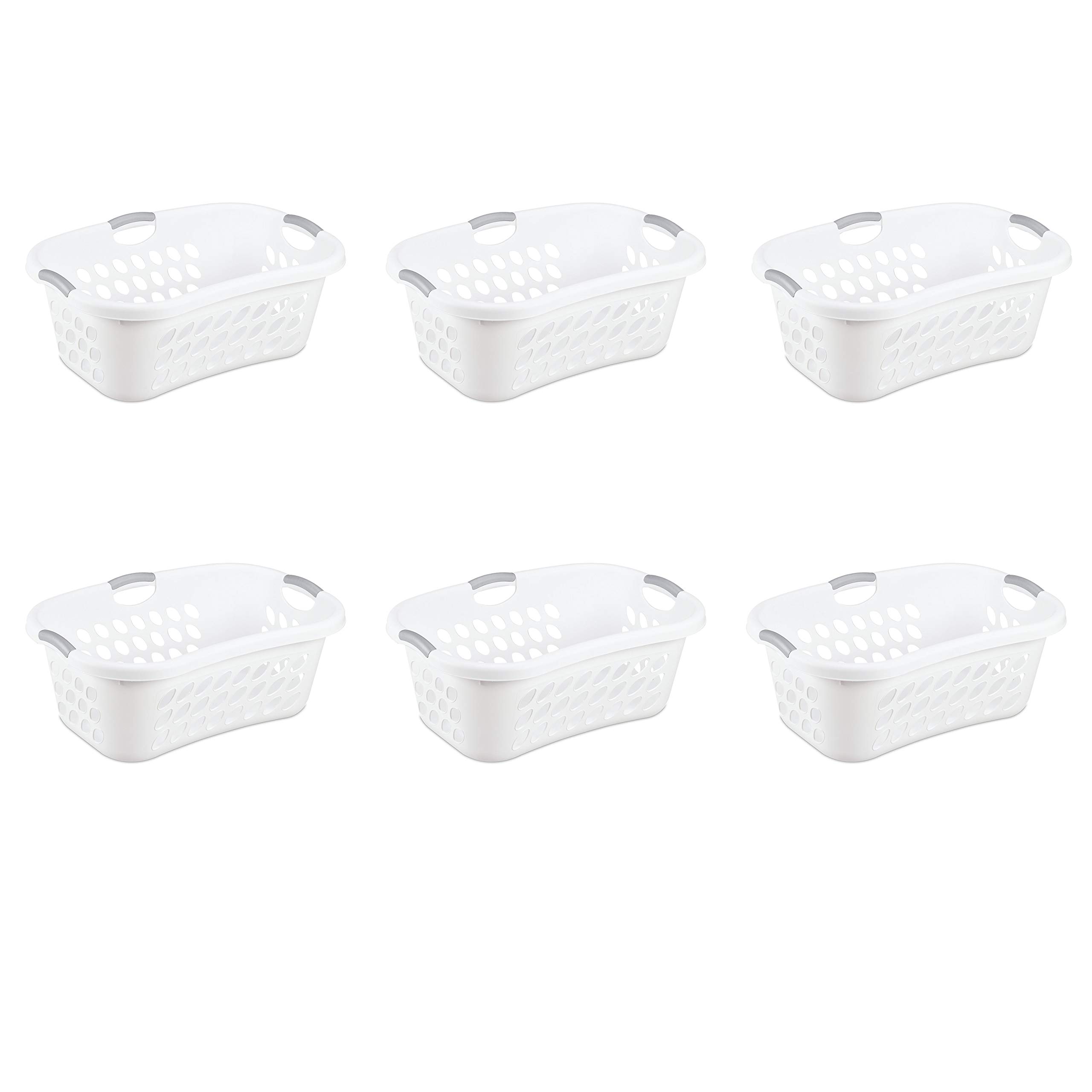 Sterilite Laundry Hampers with Lids (53 Liter) & Hip Hold Laundry Baskets (44 Liter) - 6-Pack Set for Home, Dorm, or Apartment Organization | Space-Saving Clothes Storage Solution