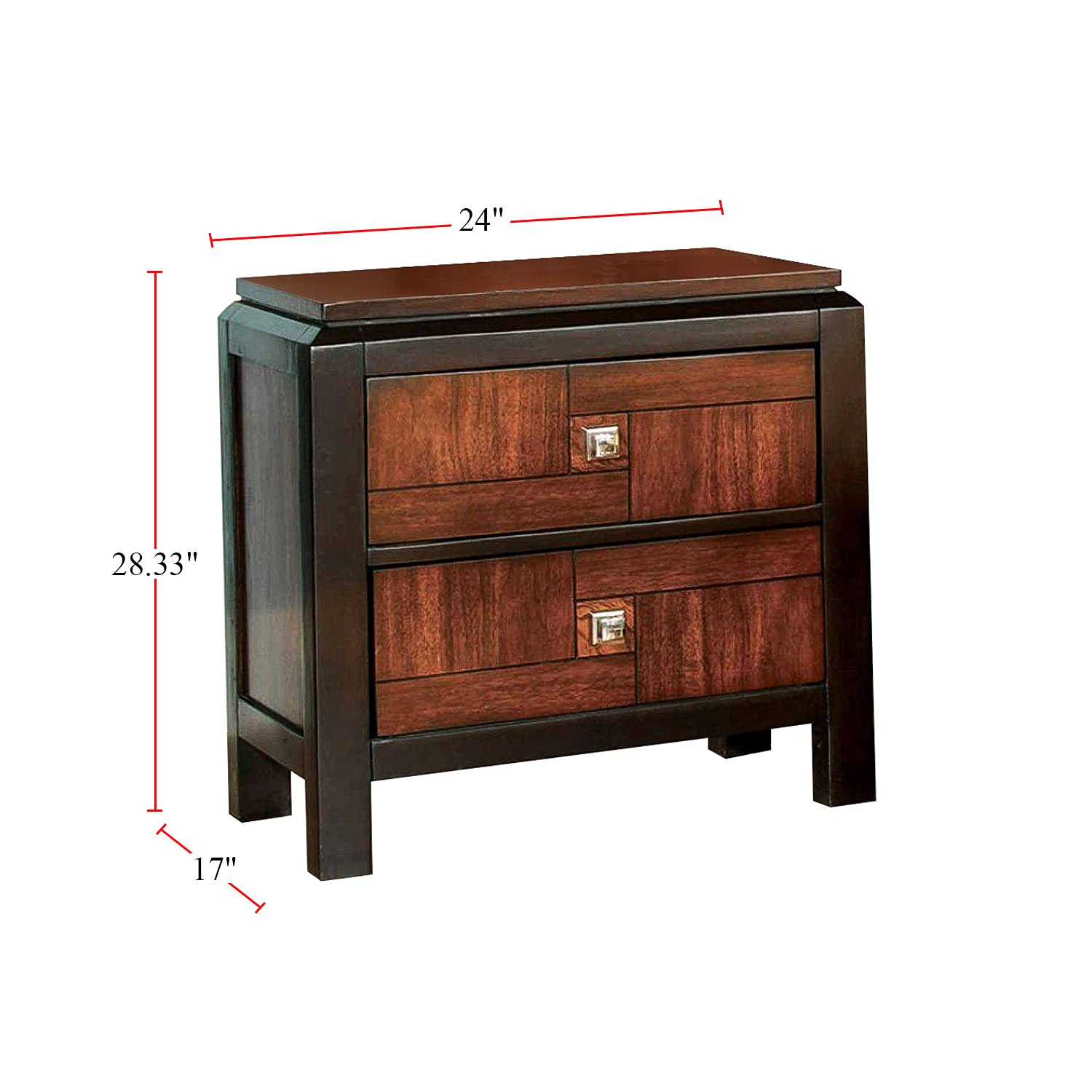 Simple Relax 2-Drawer Nightstand with Two-Tone Acacia & Walnut Wood Design - Perfect for Bedroom, Living Room or Office Storage