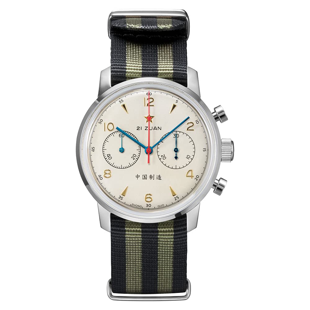 Seagull 1963 Red Star Chronograph 42mm Men's Mechanical Watch - Hand Wind, Sapphire Glass, 3ATM Waterproof, Stainless Steel - Classic Pilot Military & Sport Watch for Aviation Enthusiasts & Collectors