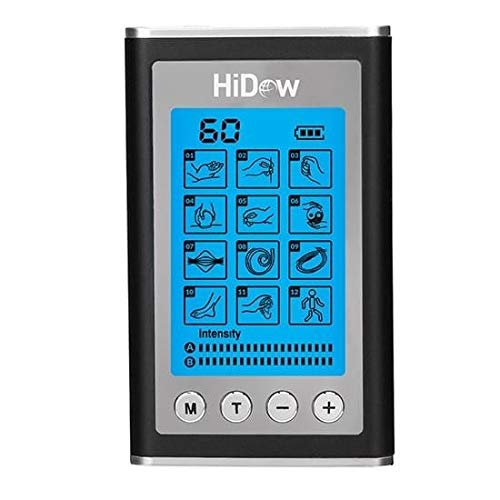 HiDow XPD Dual Channel TENS EMS Unit - 12 Modes Muscle Stimulator for Pain Relief Therapy, Electronic Pulse Massager for Shoulder, Back, Sciatica, Abs, Legs & Knee Pain - Perfect for Home Use, Workout Recovery & Chronic Pain Management