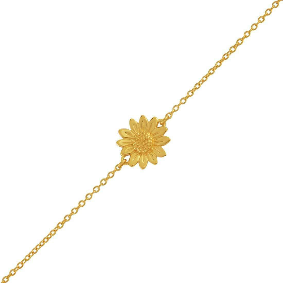 Blossoming Sunflower Bracelet - 14K Gold Plated Floral Charm Bangle for Women | Perfect for Weddings, Parties & Everyday Wear