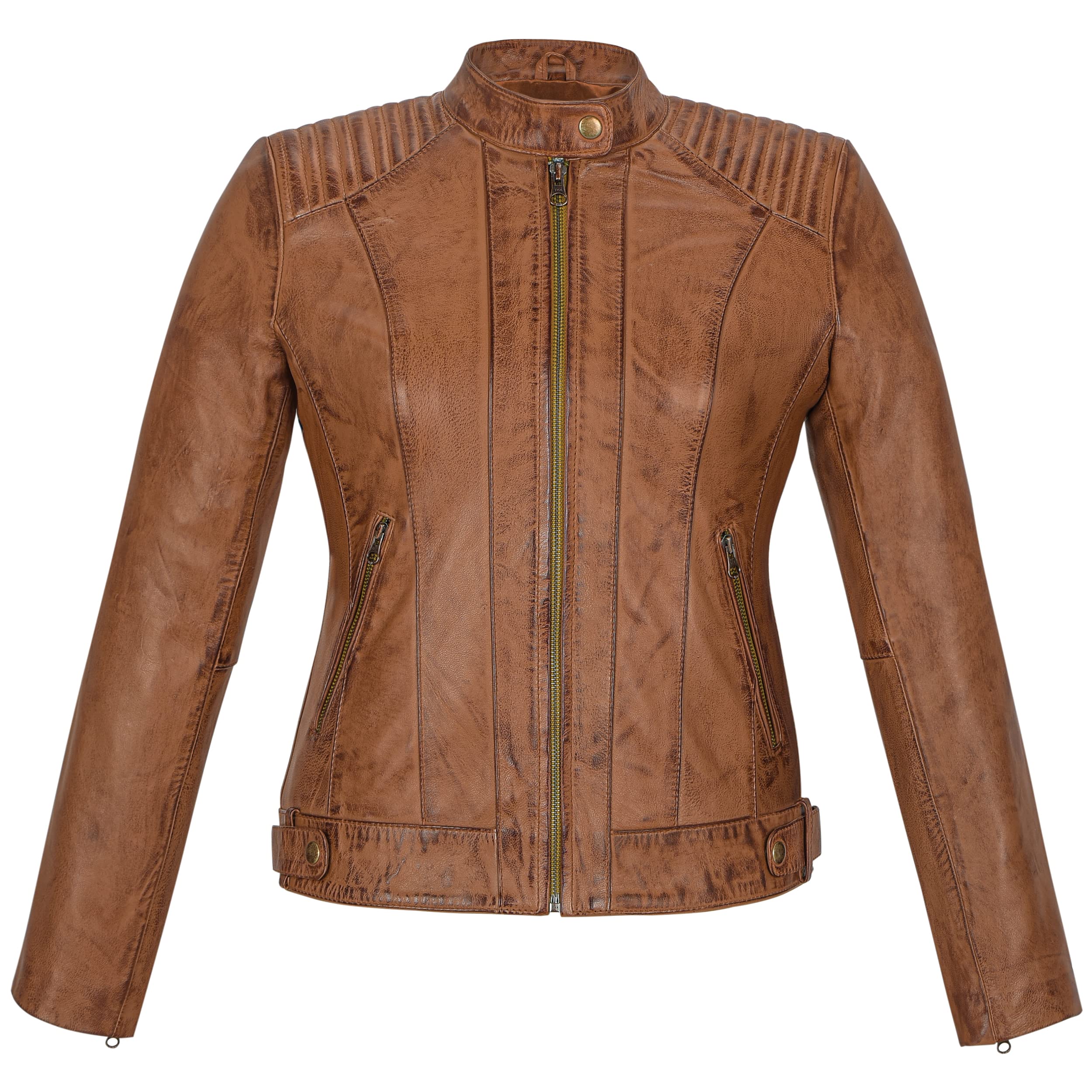 SKYLINEWEARS Women's Genuine Leather Biker Jacket - Real Lambskin Motorcycle Jacket for Women - Fashionable Outerwear for Riding, Night Out & Street Style
