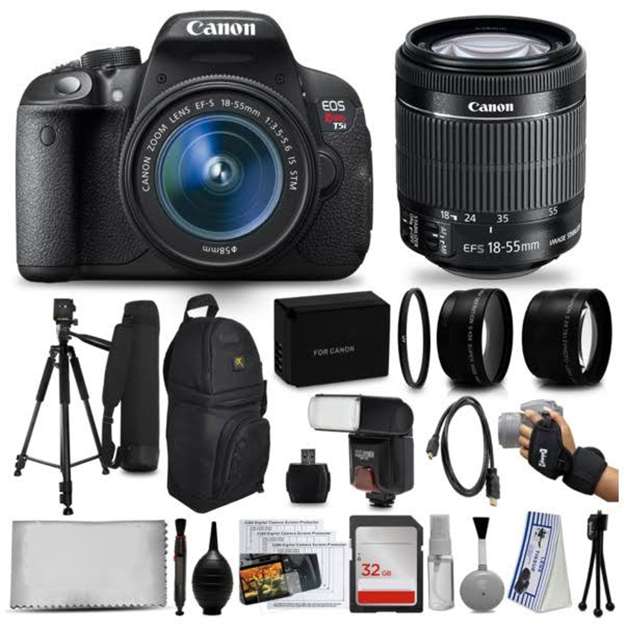 Canon EOS Rebel T5i / 800D & T7i DSLR Camera with 18-55mm STM Lens Bundle - Perfect for Travel Photography, Vlogging, and Beginner Photographers