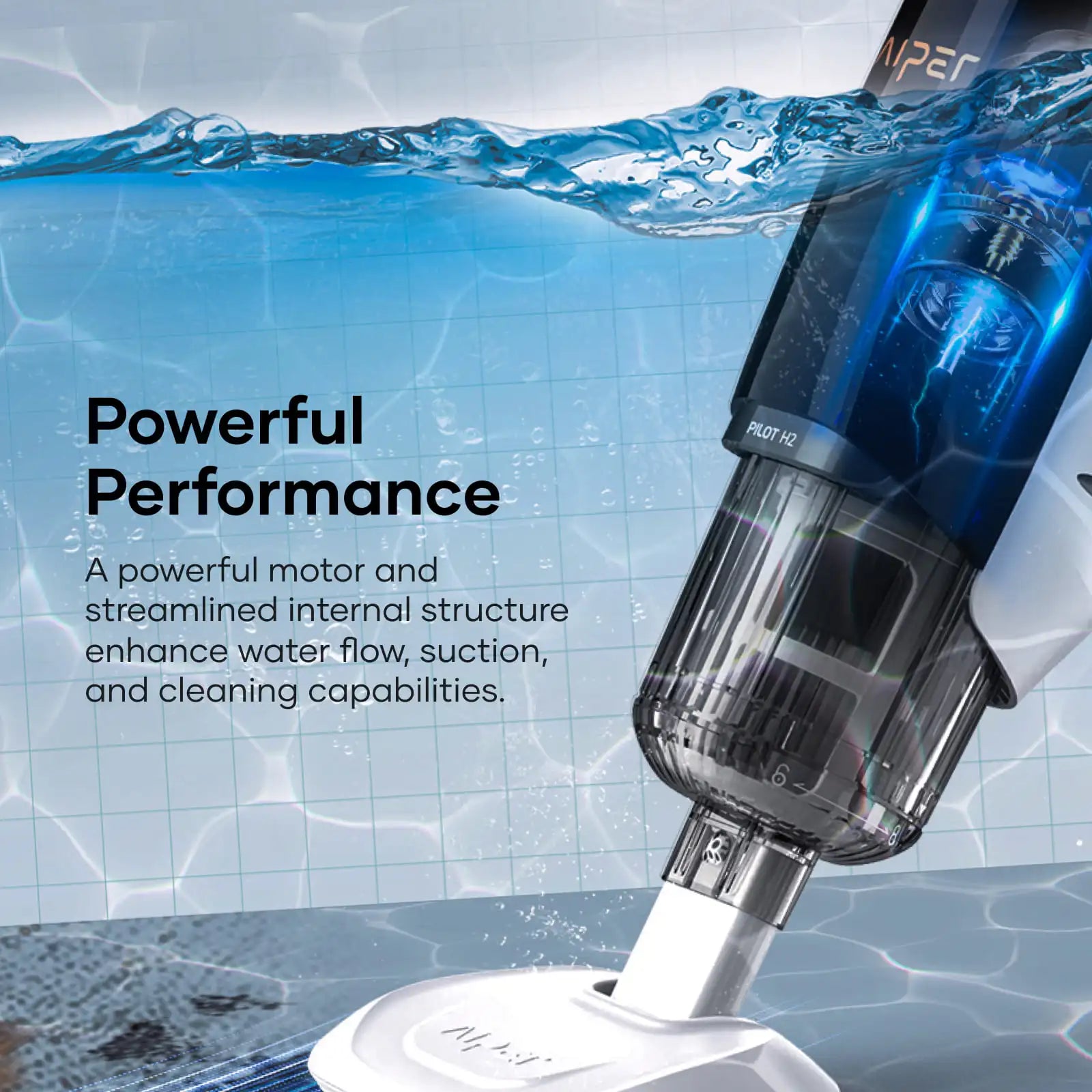 Aiper PILOT H2 Cordless Handheld Pool Vacuum Cleaner - Powerful Suction for Inground & Above Ground Pools - Ideal for Quick Cleaning of Leaves, Debris & Dirt