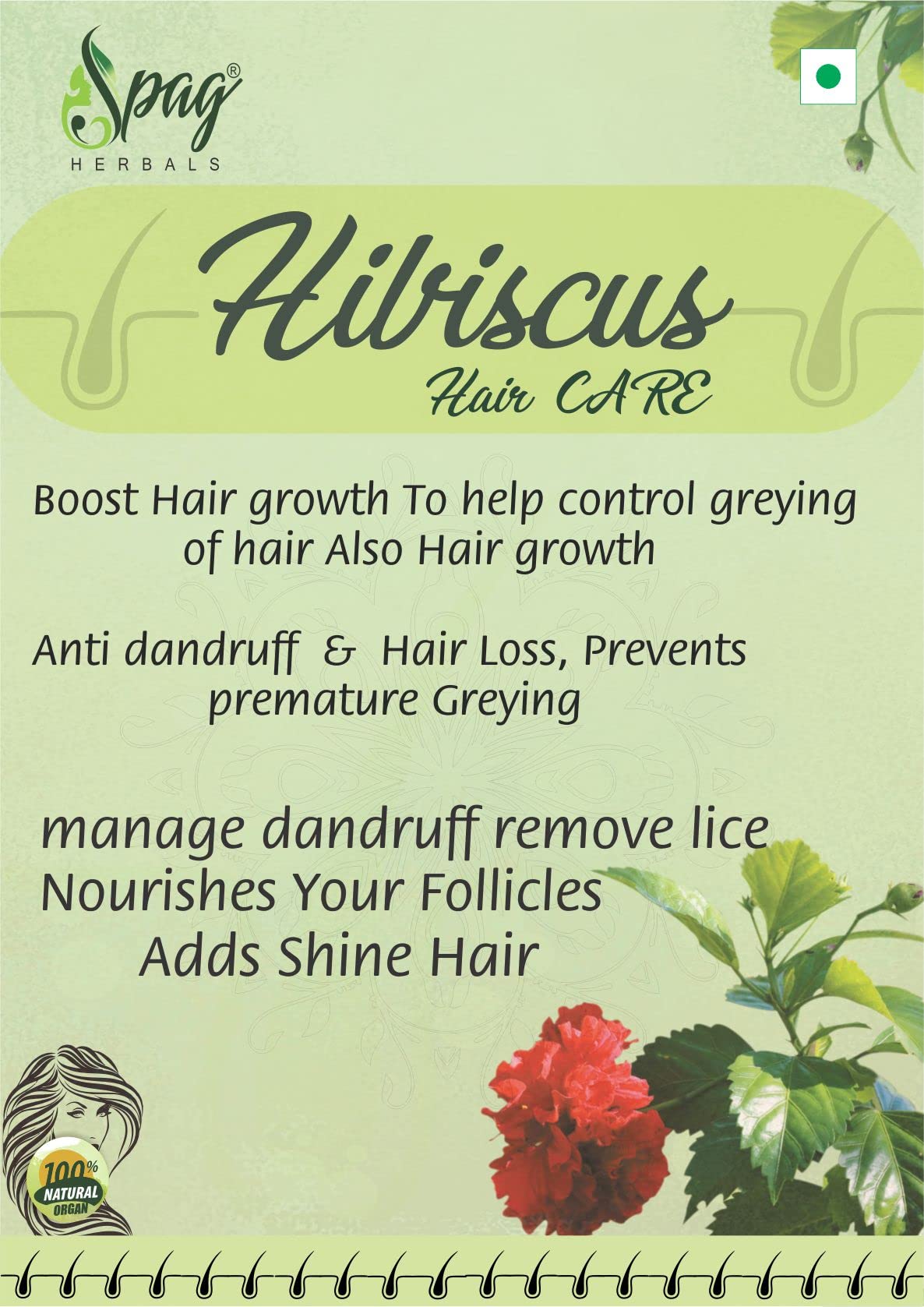 Dried Hibiscus Leaves Powder 120g - Natural Moisturizer for Face, Hair & Skin Care - Anti-Aging Solution