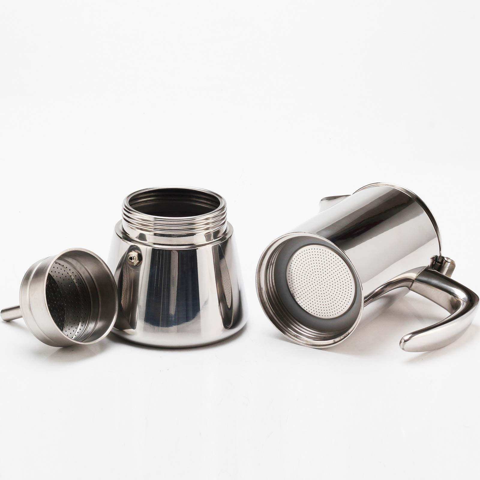 Stainless Steel Stovetop Espresso Maker - Italian Moka Pot for 3-4 Cups (200ml) - Induction Compatible Coffee Machine for Home, Office & Camping Use