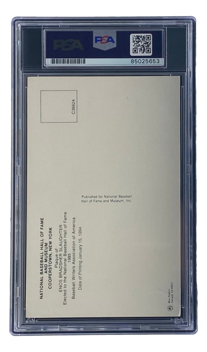 Enos Slaughter Autographed 4x6 St. Louis Cardinals Hall of Fame Plaque Card - PSA/DNA Certified 85025653 - Perfect for Baseball Memorabilia Collectors & Cardinals Fans Display