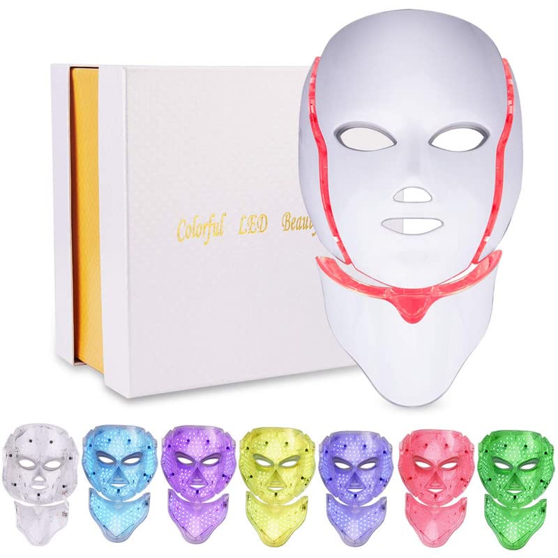 Relifa™ 7 Color Photon LED Light Therapy Mask for Face - Anti-Aging, Acne Treatment & Skin Rejuvenation | Perfect for Home Spa & Skincare Routine