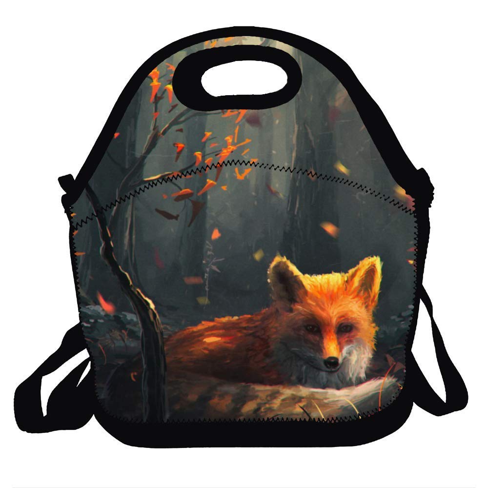 Insulated Lunch Bag for Women & Girls - Leakproof Soft Cooler Tote with Adjustable Shoulder Strap, Cute Fox Design - Perfect for School, Work, Picnics & Outdoor Activities