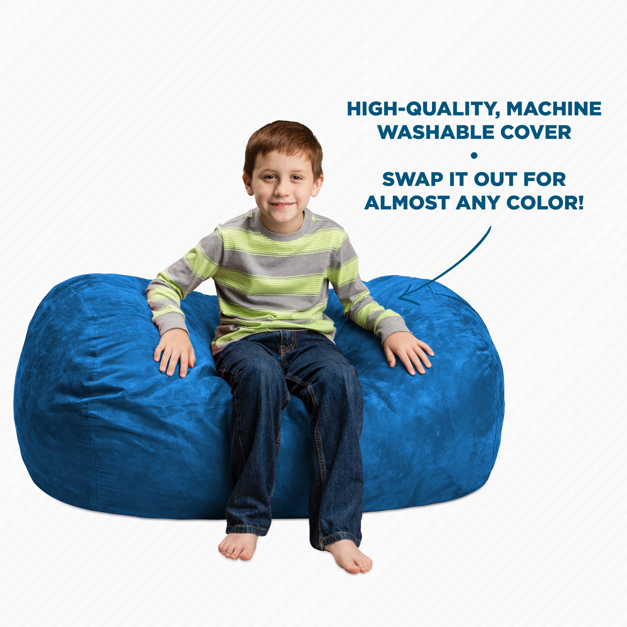 Chill Sack Kids Memory Foam Bean Bag Chair - Ultra Soft Royal Blue Lounger for Boys & Girls - Perfect for Bedroom, Playroom & Game Room Relaxation