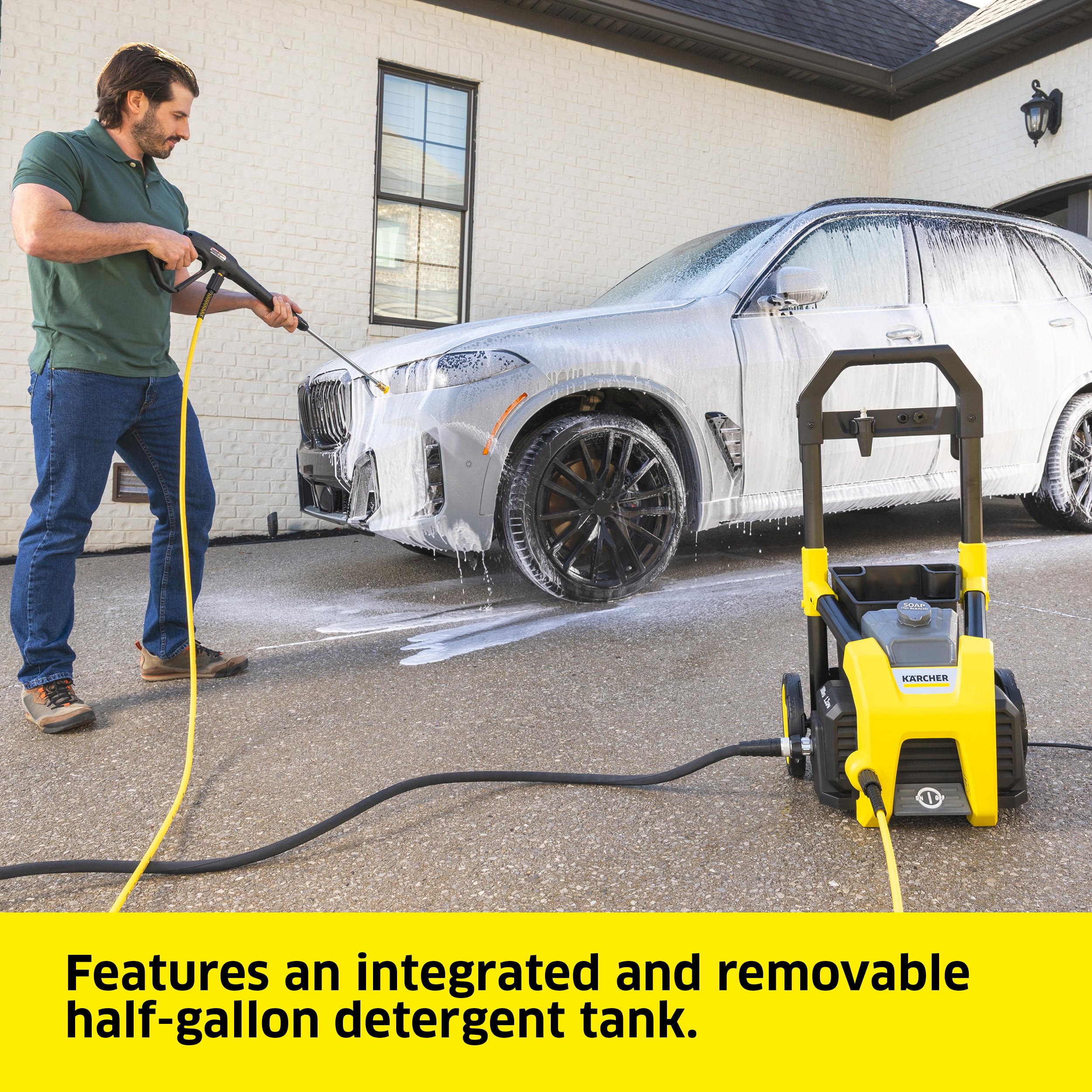 Kärcher K1800PS Electric Pressure Washer - 2250 Max PSI, 1.46 GPM with 3 Spray Nozzles & Detergent Tank - Ideal for Car Washing, Driveway Cleaning, House Siding, Patio & Deck Cleaning - High Performance Home & Garden Power Cleaner