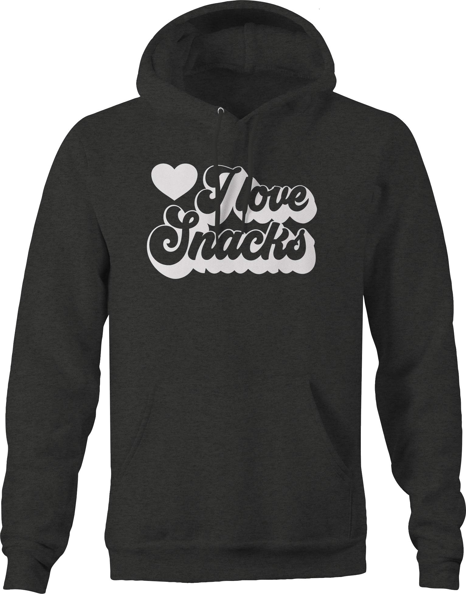 Funny 'I Love Snacks' Heart Print Hoodie for Men - Dark Grey Sweatshirt | Comfortable Casual Wear for Food Lovers, Gaming & Hangouts