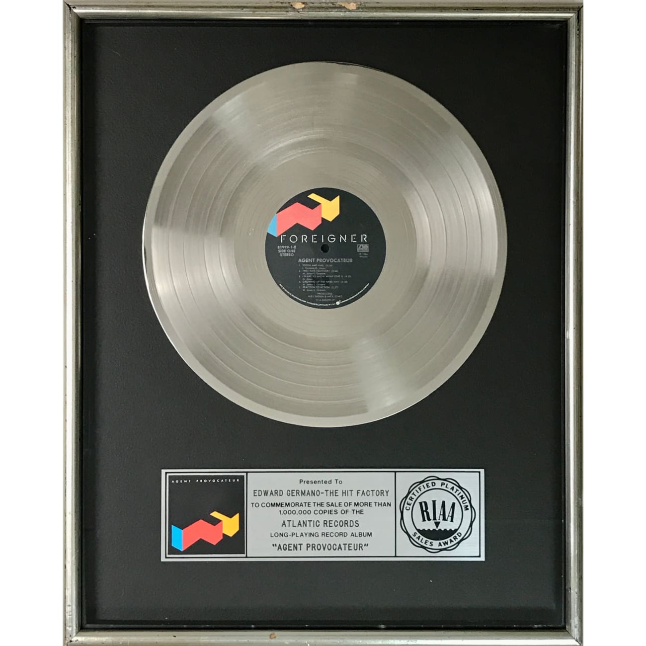 RIAA Platinum Album Award - Official Music Industry Recognition for Top Artists | Perfect for Display in Studios, Offices & Music Memorabilia Collections