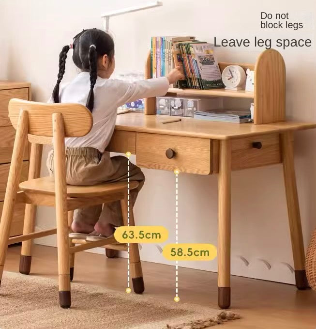 Solid Oak Adjustable Study Desk for Kids - Sturdy Kraft Table with Height Adjustment - Perfect for Homework, Drawing & Online Learning