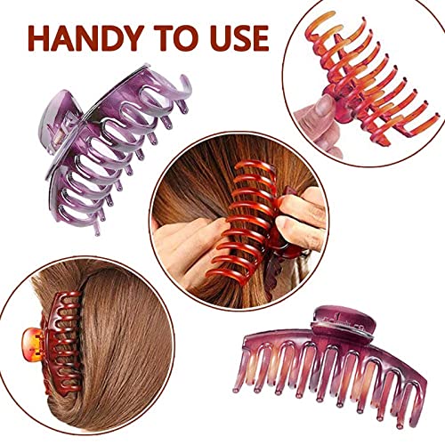 Large Hair Claw Clips 6PCS - Colorful Hair Clips for Women with Strong Hold for Thick & Fine Hair (Includes 6 Mini Hair Grips) - Perfect for Updos, Ponytails & Everyday Styling