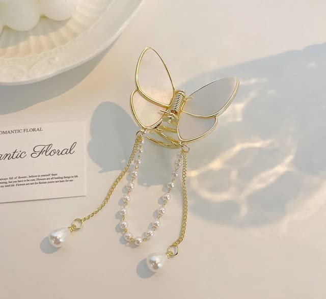 Trendy White Butterfly Metal Hair Claw Clip - 1 Pack Hair Accessories for Women, Girls | Perfect for Parties, Weddings & Everyday Hairstyles
